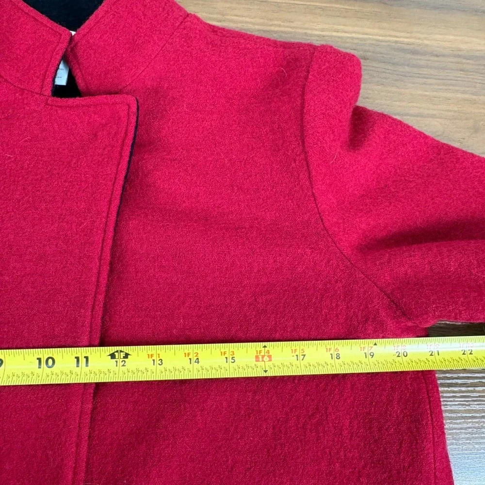 Chicos Red Black Reversible 100% Wool Mandarin Collar Jacket Blazer Sz 2/US 12‎